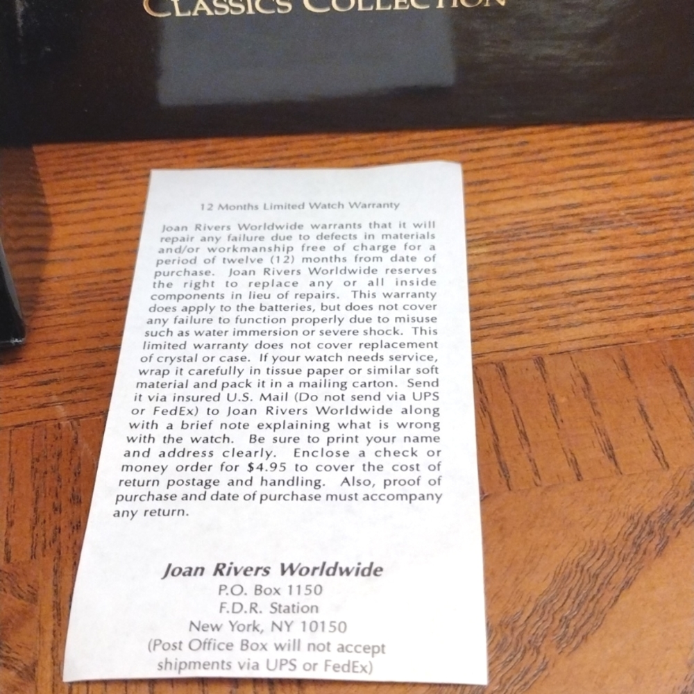 Joan Rivers Classic Collection Watch New in Box with Paper Inserts NIB - Picture 3 of 8
